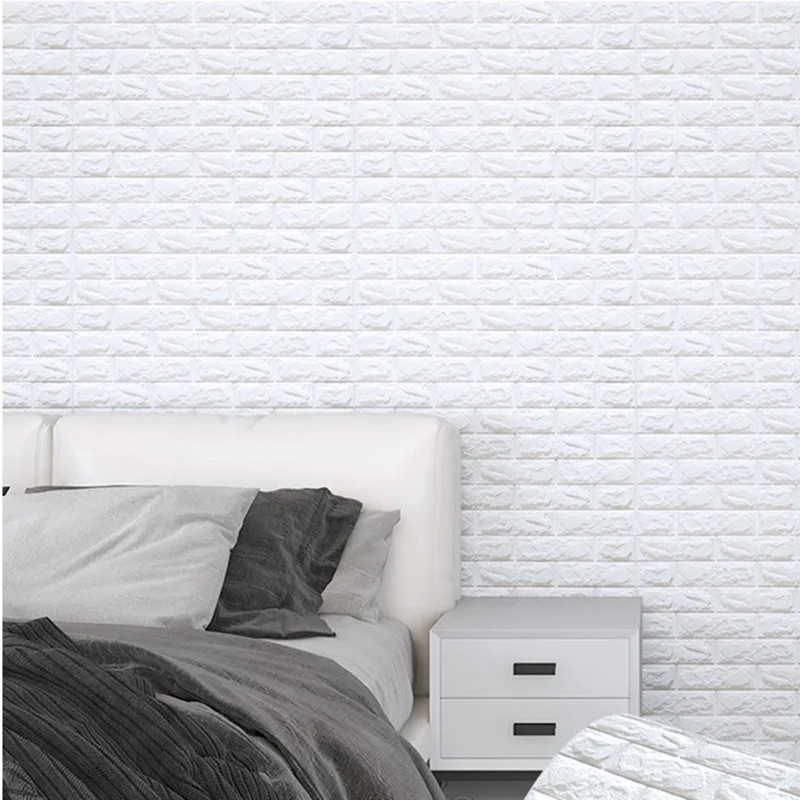 3D Soft Foam Brick Wallpaper Roll Self Adhesive Waterproof Wall Stickers 70x200c