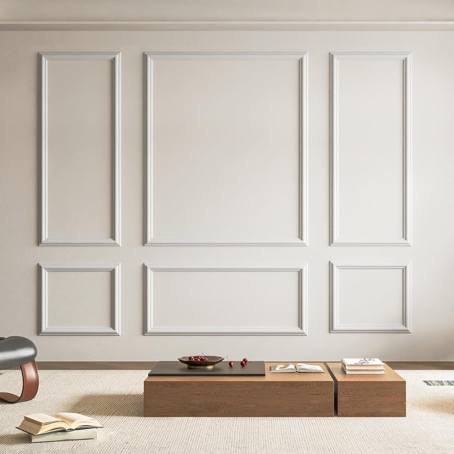 Pre-Cut Wall Molding Set of 6 Pieces with Polyurethane Material for Interior