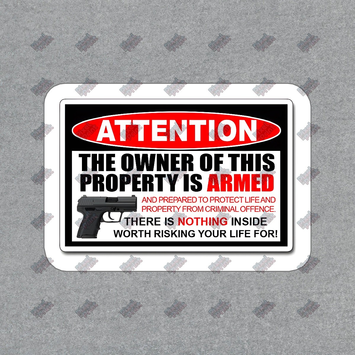Attention Armed Property Owner Warning Vinyl Sticker Decal Home #840078