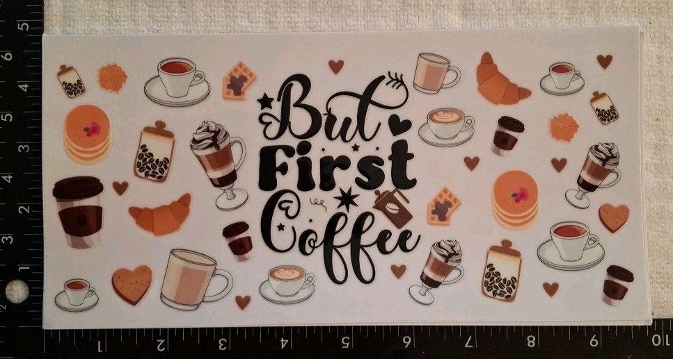 UV DTF Coffee Drinker Theme Cup Wraps Transfer Stickers Set 8 Decals 4 X 9 Inch