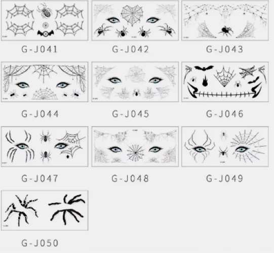 10 Sheets Halloween Black Spider Temporary Tattoo Face Stickers Waterproof