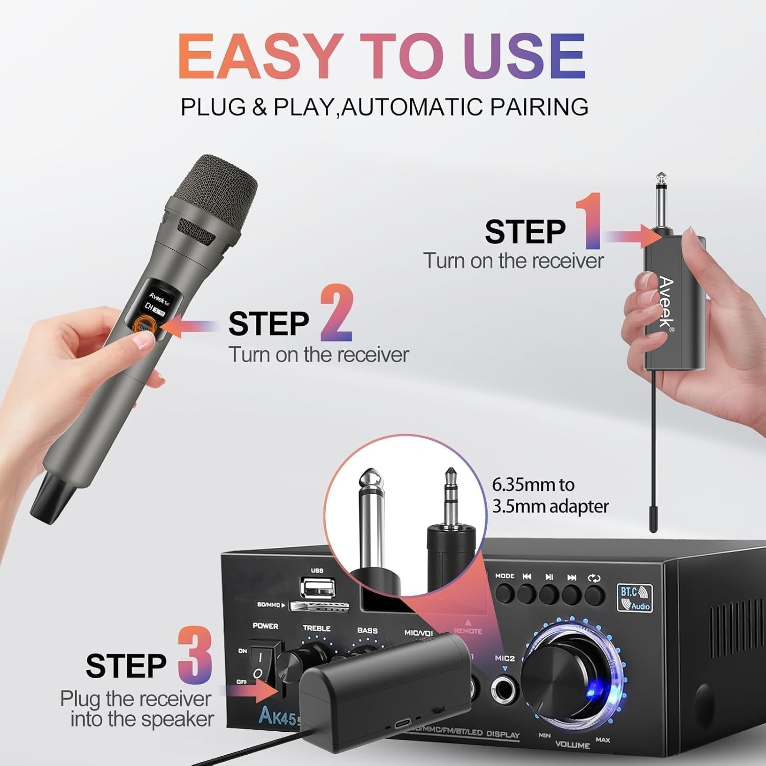 4 Packs Wireless Microphone System, Plug & Play Karaoke Microphone Set …
