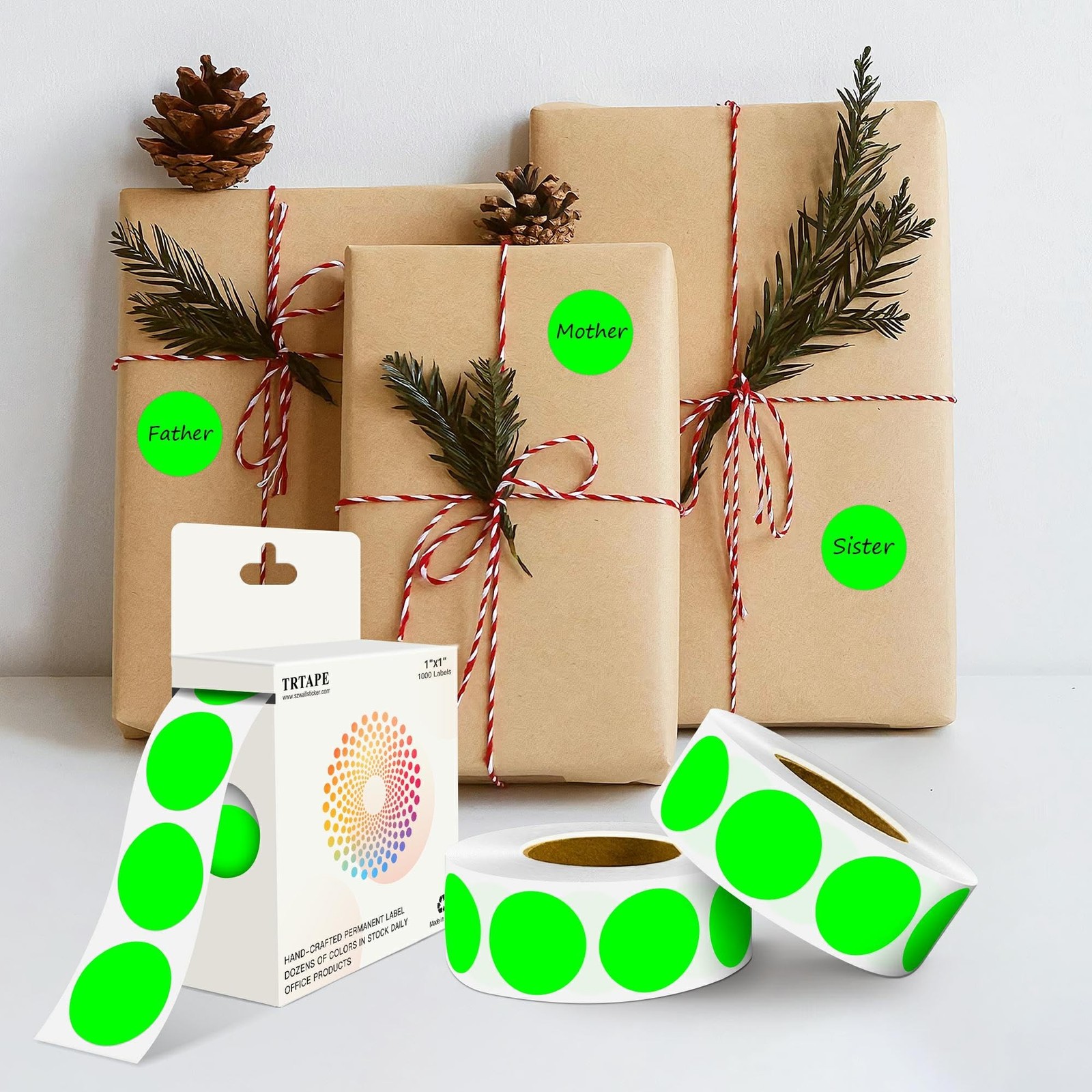 Fluorescent Green 1 Inch Round Color Coding Labels with 4000 Dots, 4 Rolls – …