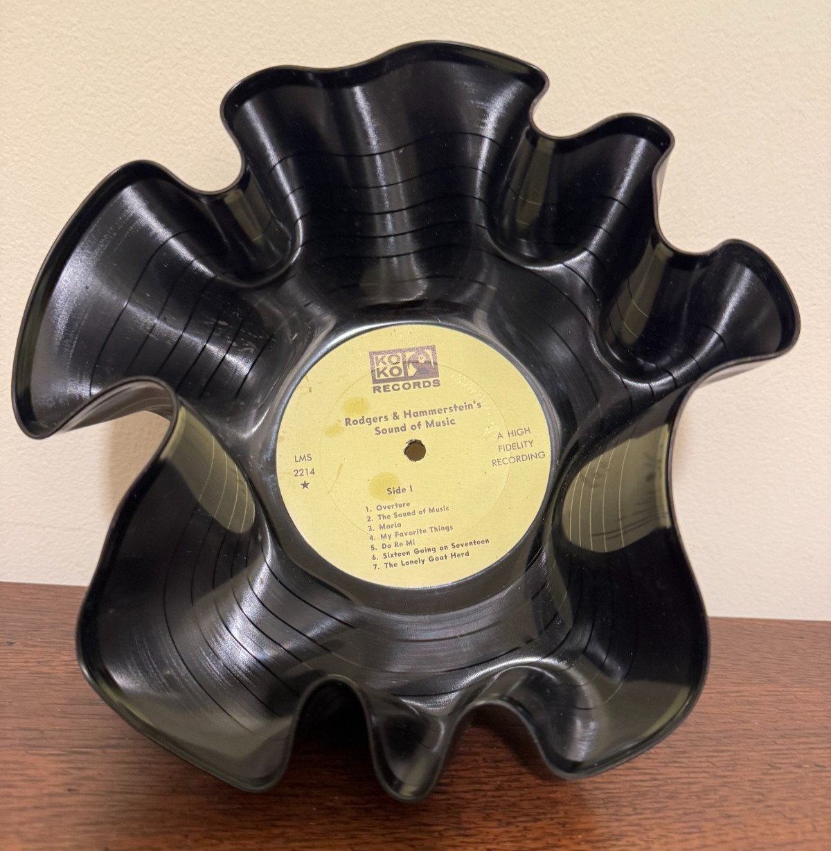 Vinyl Record Snack Catch-all Bowls – one is 9.5" and one is 8.5" diameter