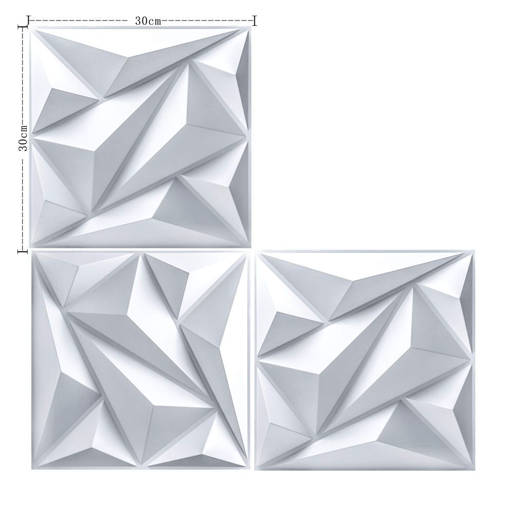 12pcs 3D Wall Panels Decorative Wall Boards 30cm*30cm Square PVC Panels White