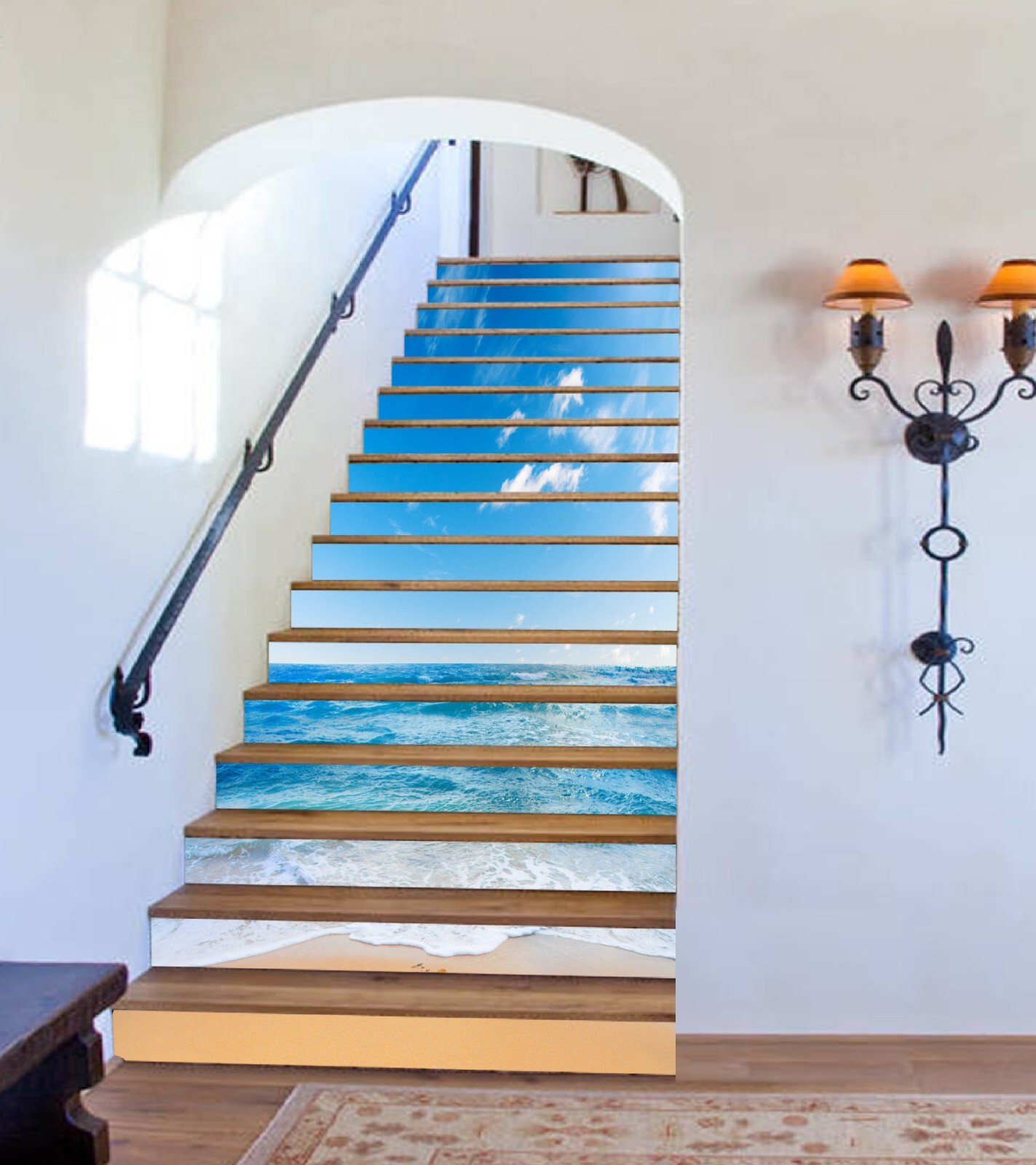 3D Beach Waves AZ779 Stair Risers Decoration Mural Vinyl Wallpaper Kay