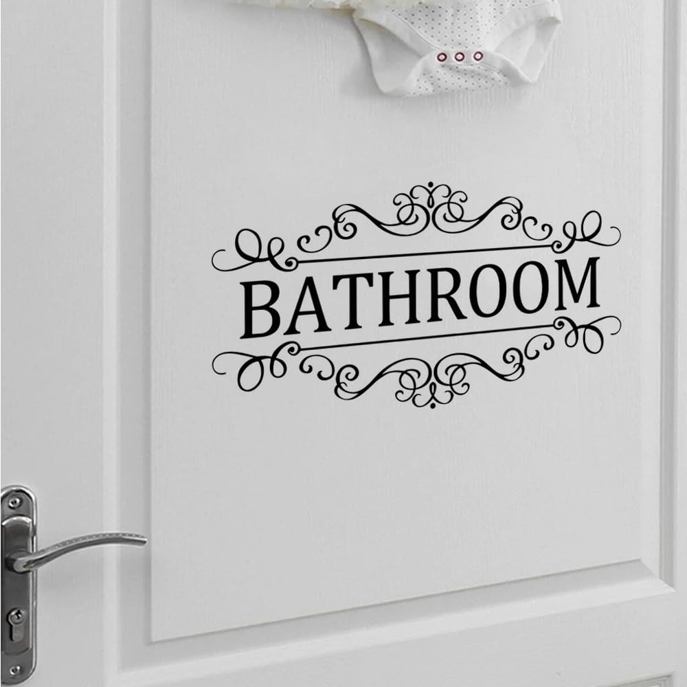 DIY Removable Bathroom Sign Door Decal Accessories Wall Sticker Home Black