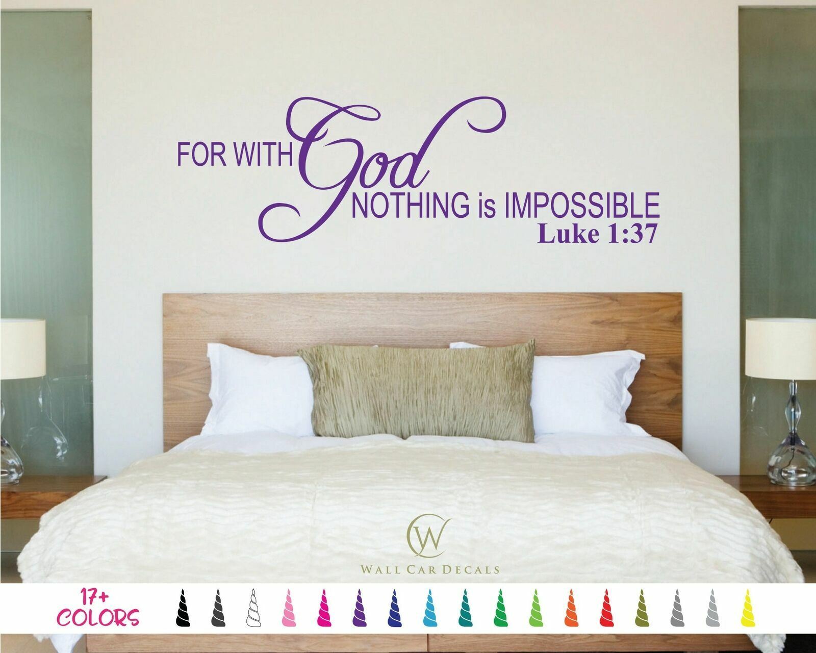 Luke 1:37 With God Nothing Impossible Bible Verse Wall Quote Vinyl Decal Sticker