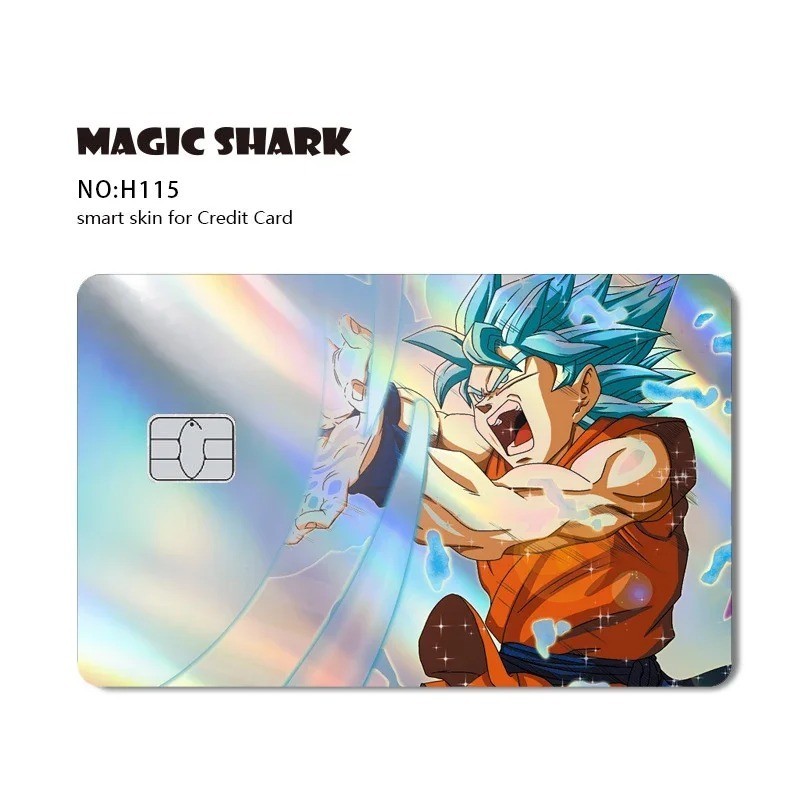 Magic Shark Holographic Credit Card Sticker Goku Vegeta Skin Cover New