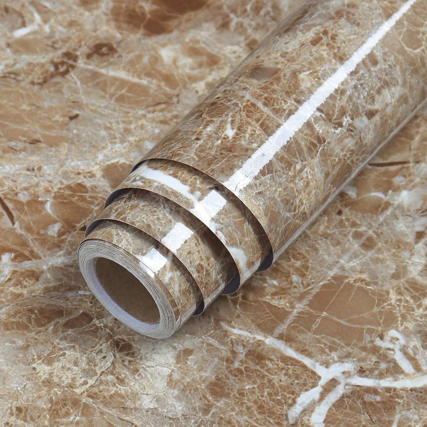 LaCheery Extra Wide Contact Paper 36"x160" Brown Marble Contact Paper for Cou…