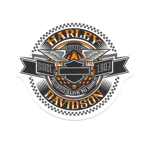 Harley-Davidson Ride to Live Since 1903 Vinyl Sticker Biker Motorcycle Orange
