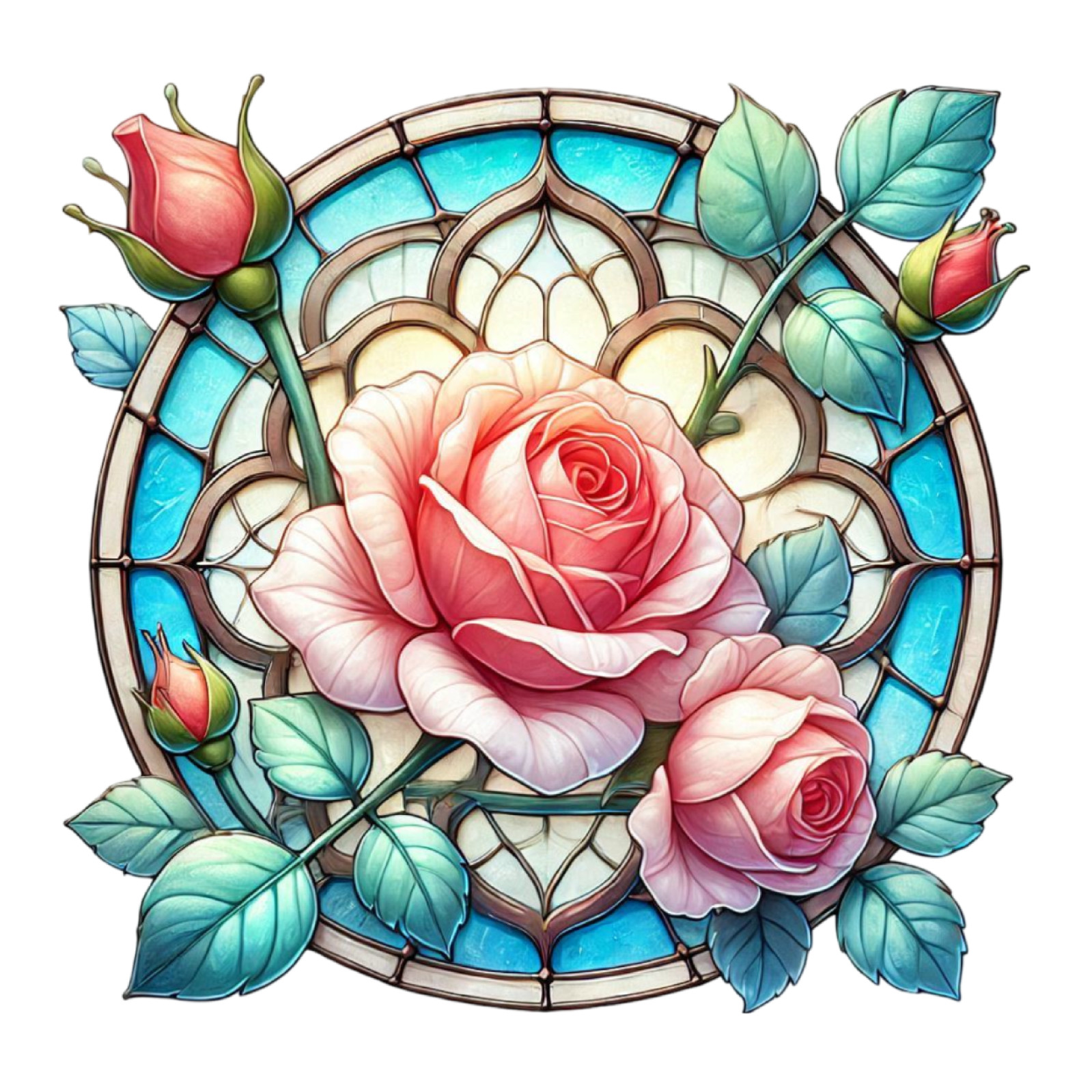 Wall Decal Sticker Roses Stained Glass Window Wall Sticker 18X18cm Large