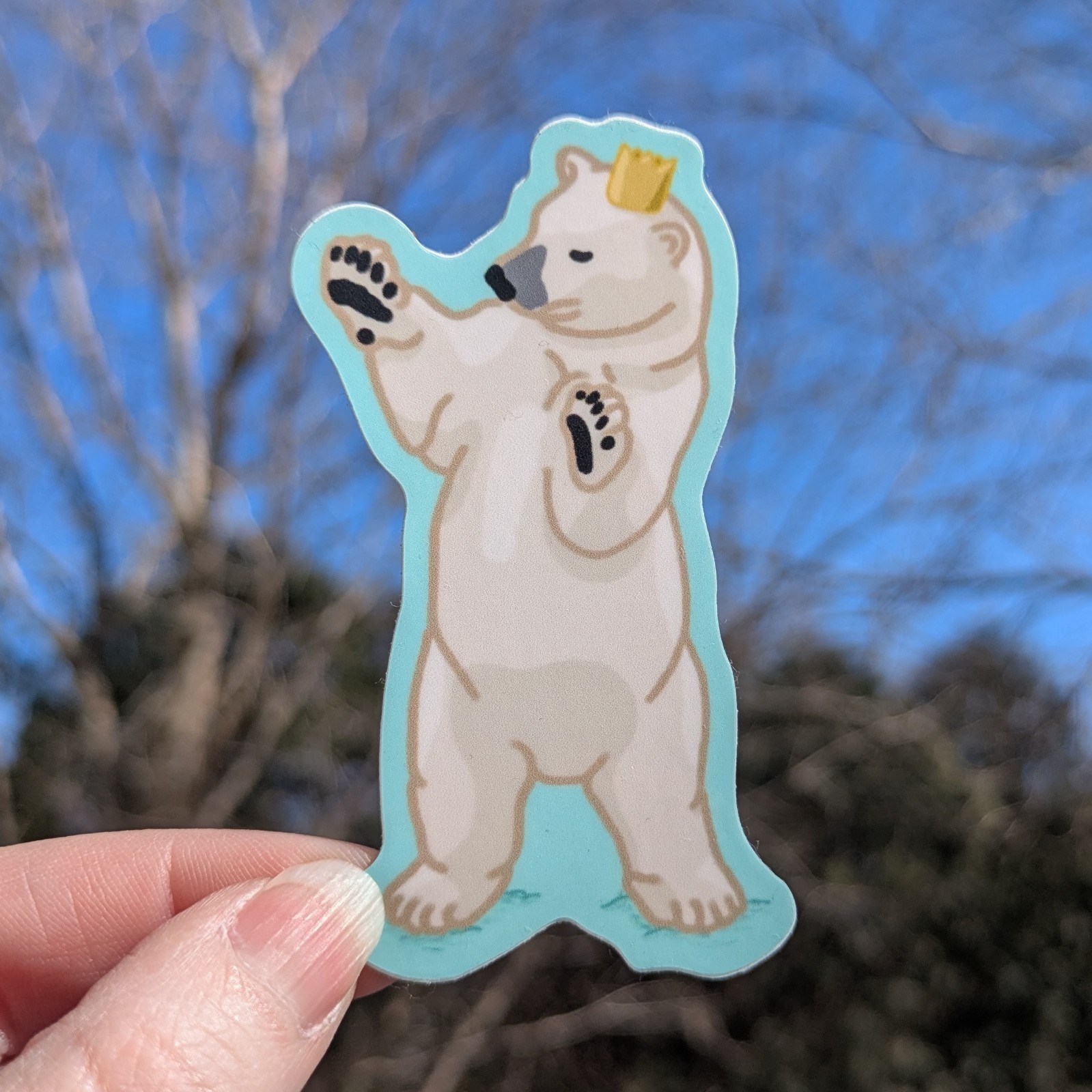 Original Polar Bear King Vinyl Sticker – 3.5in x 1.75in