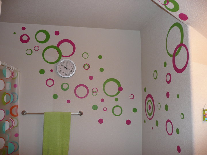 Circles Rings Dots Wall Stickers Vinyl Decal 50+pc 2 Colors Retro Mod Shapes NEW