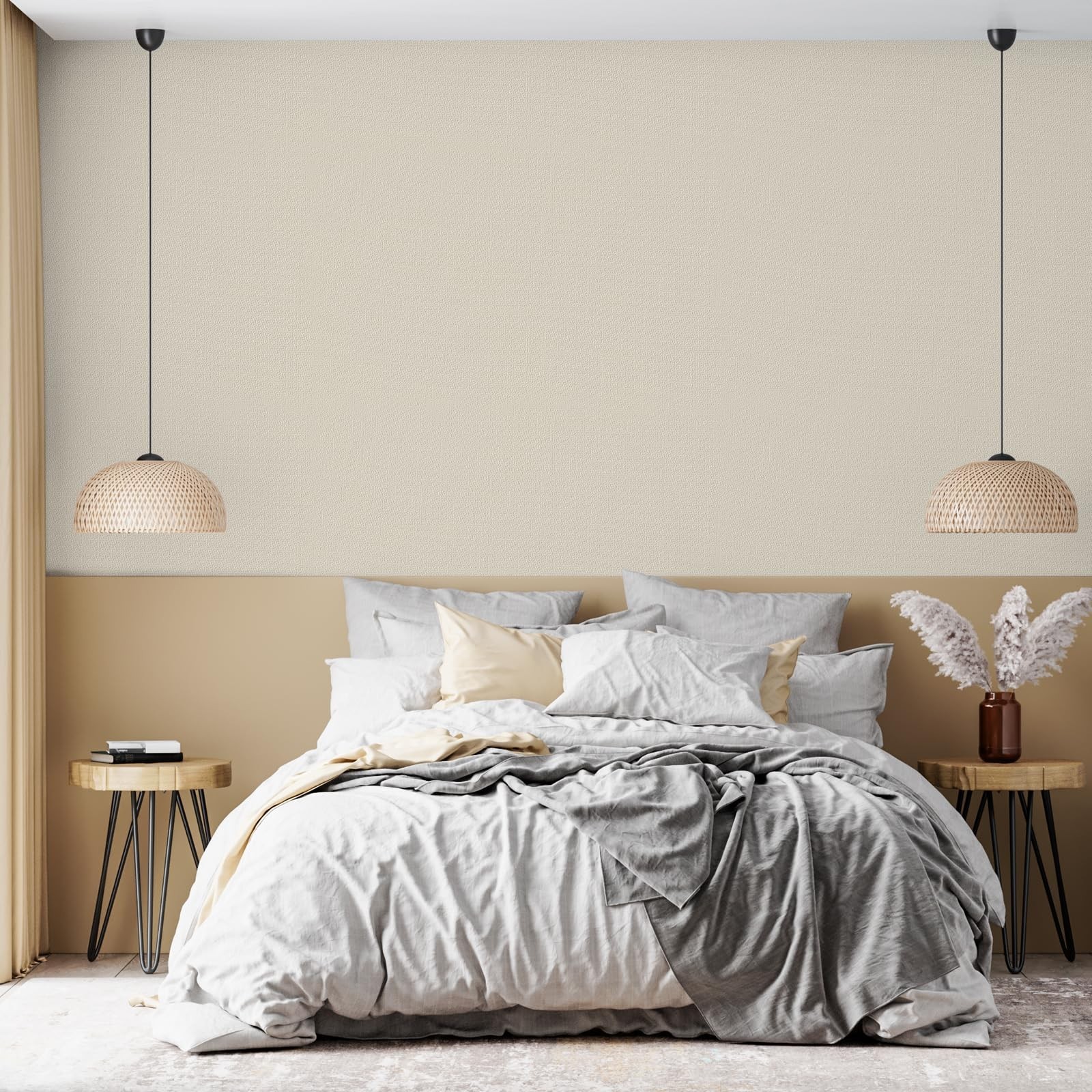 Amiya Cream Peel and Stick Wallpaper Solid Color Textured Contact Paper Pure …