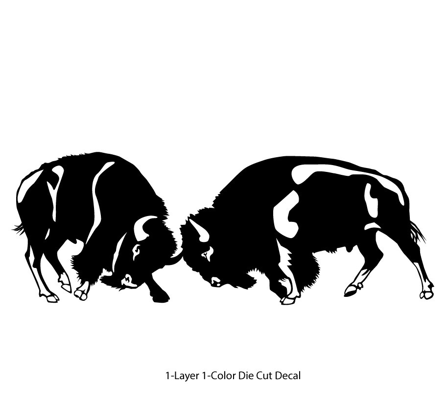 Bison Ox Charging 4 Prairie Run White or Black Decal 6Yrs Outdoor Vinyl Sticker