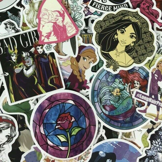 100 Piece Disney Princess Decal Fun Water Bottle Laptop Wall Sticker Pack