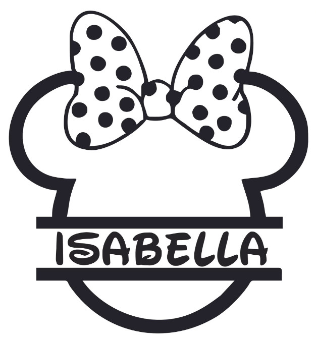 Vinyl Decal for Window – Disney Minnie Mouse w/ Name, Various Sizes Colors Sizes