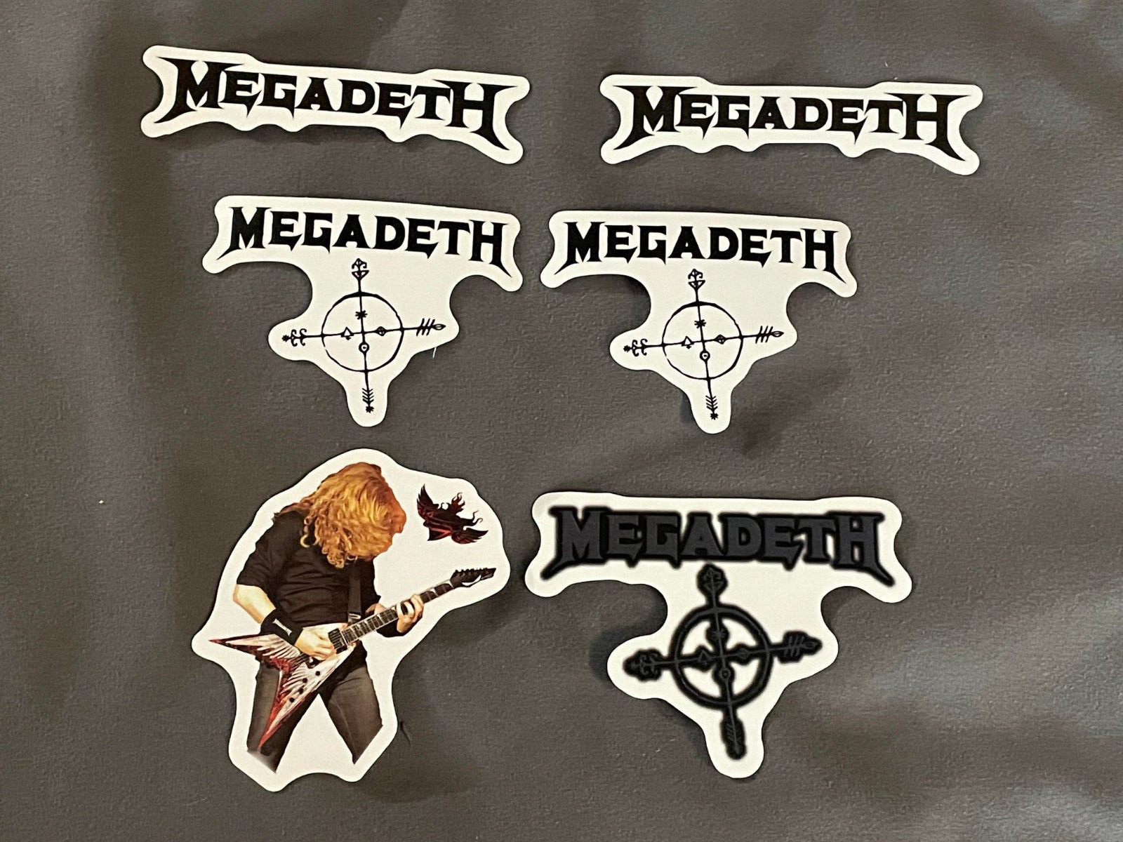 Lot of 6 MEGADETH 3/4" to 3" Band Logo STICKERS Fast! FREE SHIP! Dave Mustaine