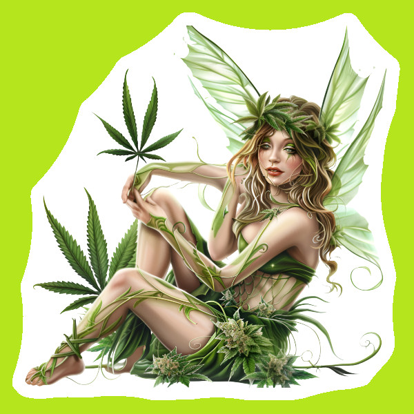 Fairy Themed Vinyl Sticker Weed Fairy Decal Stoner Gift 420 Marijuana Fairycore