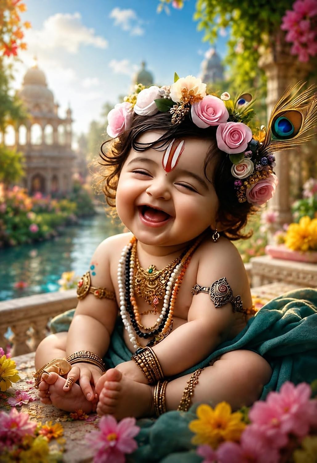 Baby Krishna Wall Poster Self Adhesive Waterproof Peel Stick Wall Decor