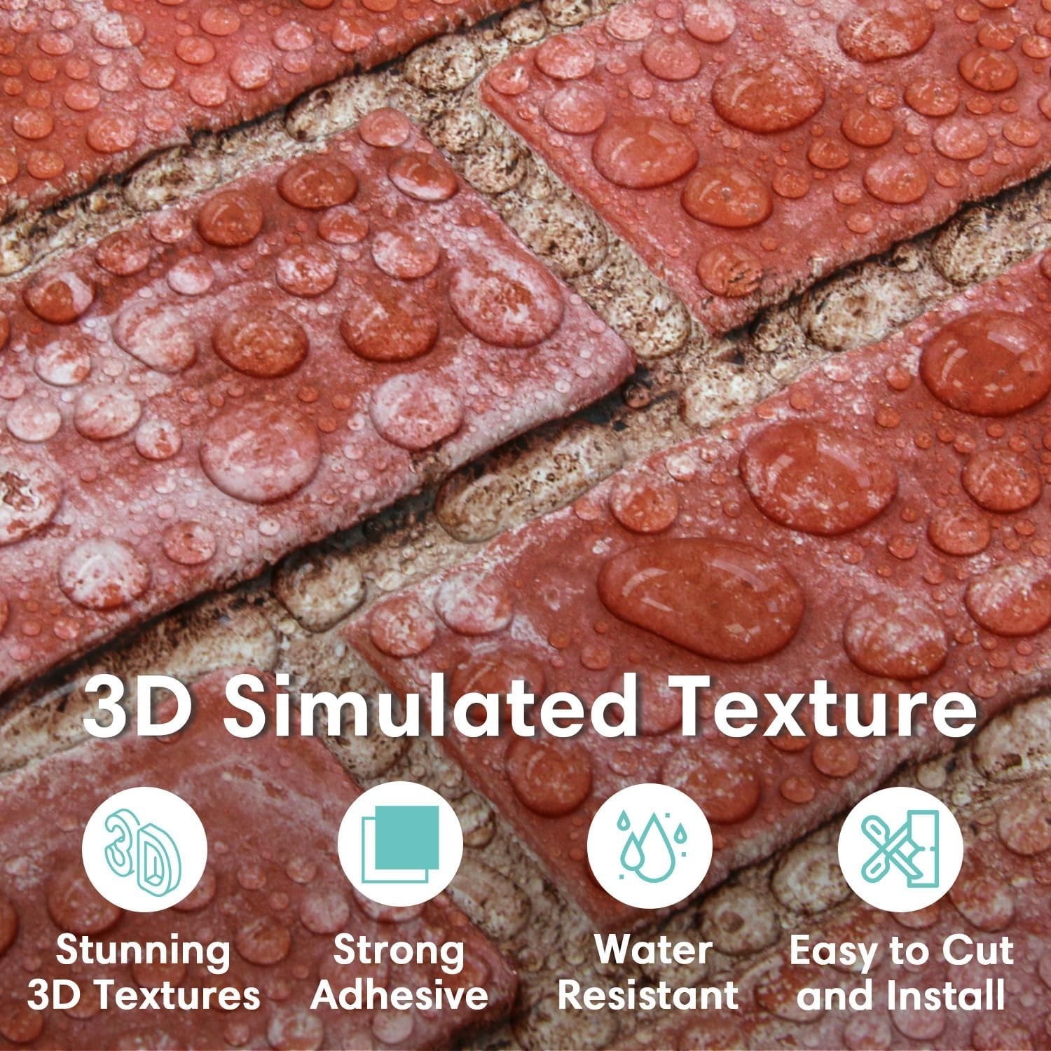 3D Faux Brick Wall Sticker – 10pcs 15.74" x 11.8" Thin UrltraLight PVC Peel