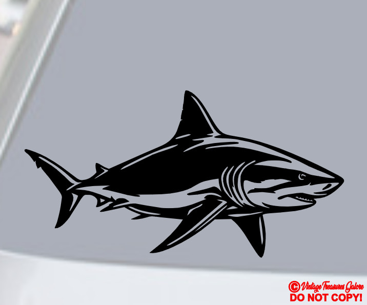 BULL SHARK Vinyl Decal Sticker Car Truck Fishing Boat Rear Window Wall Bumper