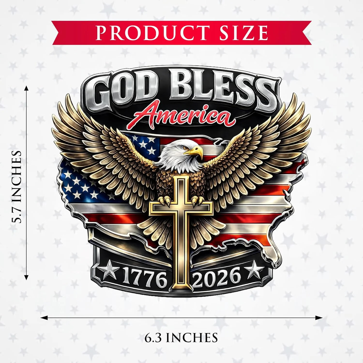 2pcs God Bless America 250th Anniversary USA Car Decal Sticker, Patriotic Bald E