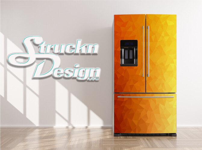 Mosaic Triangles Red Orange Yellow Fridge Freezer Wrap Side Door Vinyl Decal