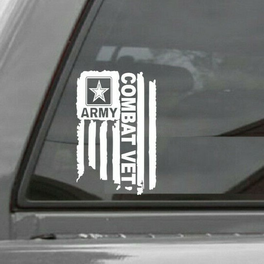 DISTRESSED UNITED STATES ARMY FLAG COMBAT VET VINYL DECAL STICKER U.S. ARMY