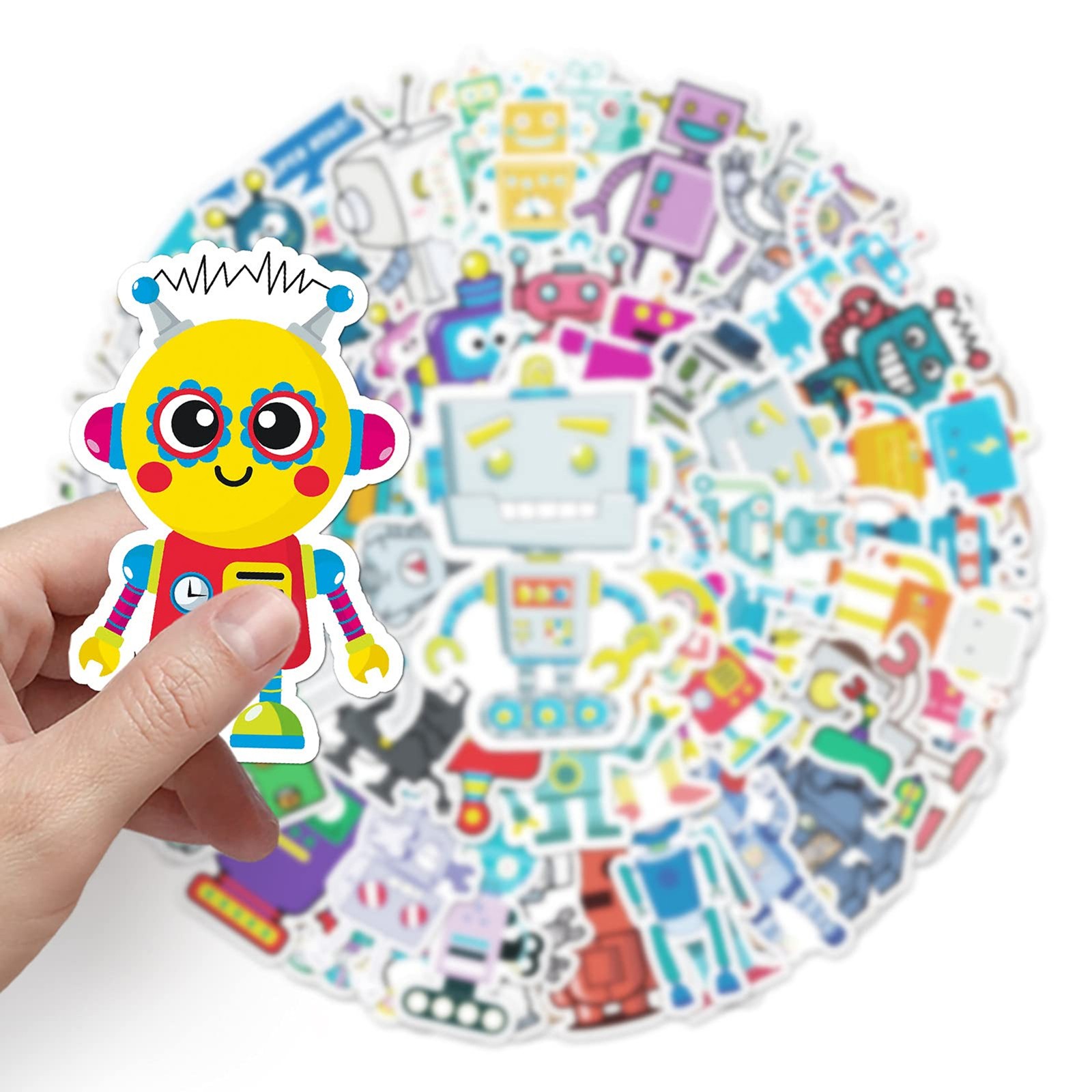 Cute Cartoon Robot Stickers for Kids – 50PCS Cool Tech Robot Stickers, Waterproo