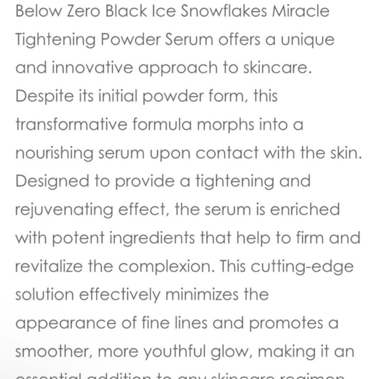 Below Zero Black Miracle Tightening & Firming Powder 10+Treatments Retails $1350