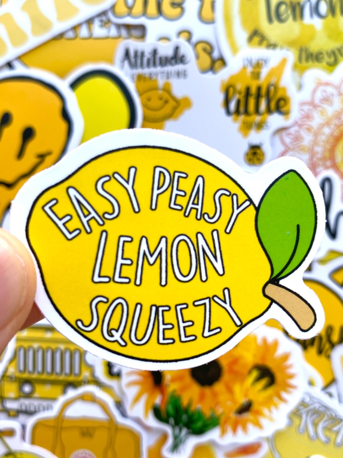 5-50 pcs Yellow Kawaii Cute Stickers, Sun Flower Bee Funny Quote Laptop Decals