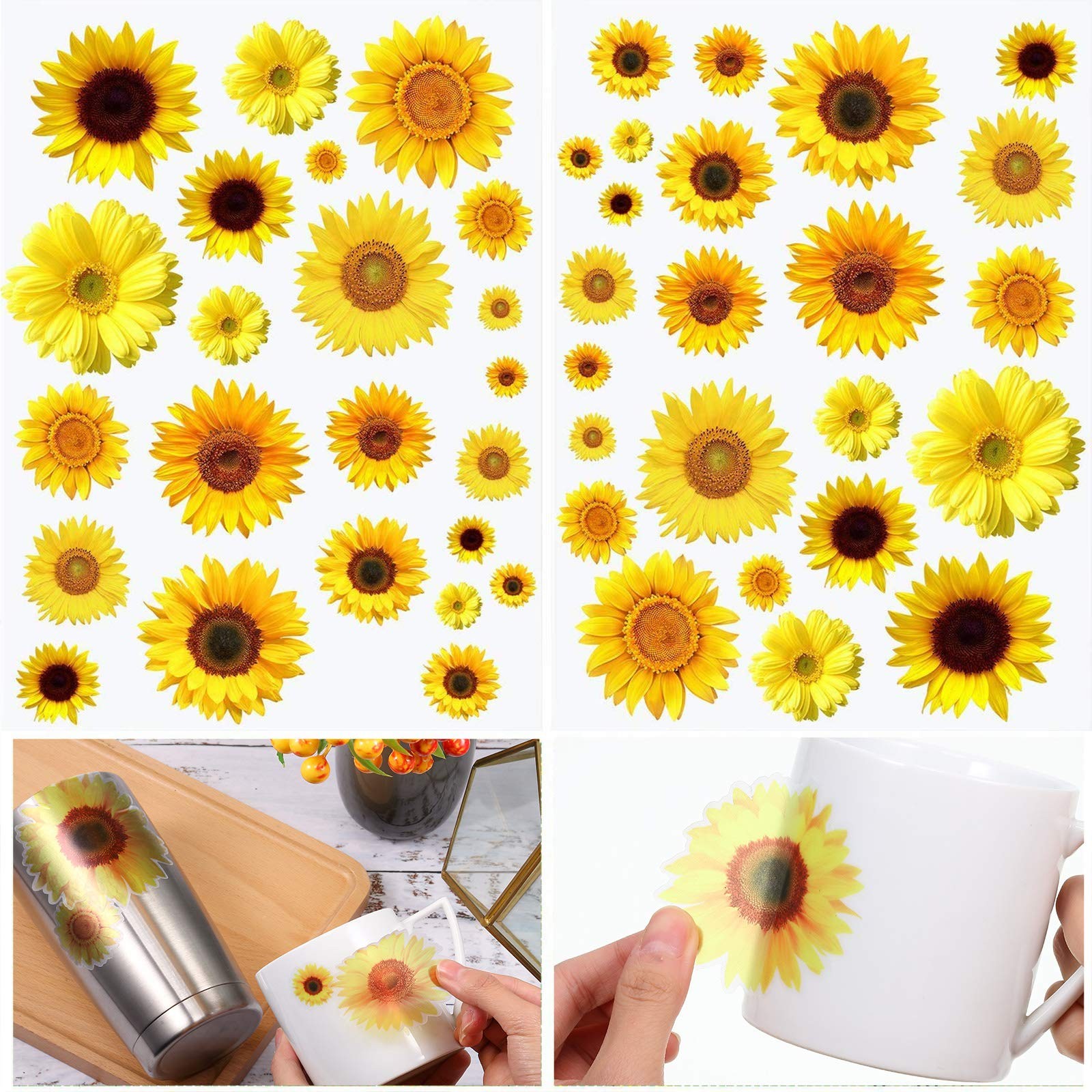 Zonon 72 Pieces Sunflower Wall Sticker 3 Count (Pack of 1), Bright