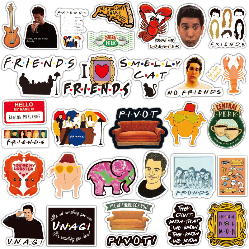 100Pcs Friends Cartoon Sticker for Adults Teens Girls Scrapbooking Water Bottles