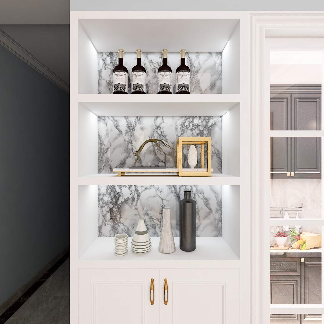 LaCheery White and Gray Marble Contact Paper for Bathroom Countertops Removab…