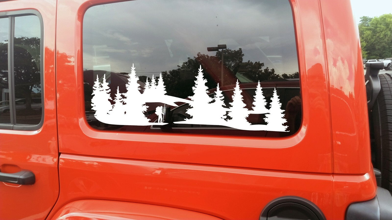 Hiker in Forest Scene Vinyl Decal V1- Truck 4×4 Camper Graphics Mountains