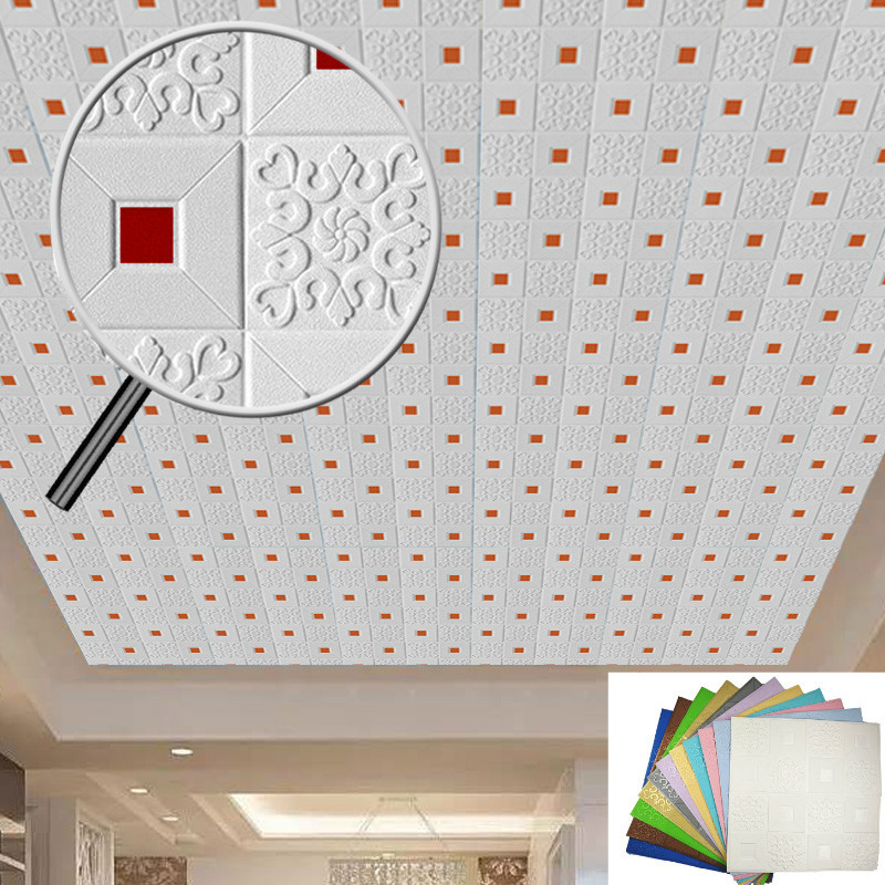 DIY Foam Wallpaper Embossed Wall Sticker Panels Self-adhesive Ceiling Home Decor