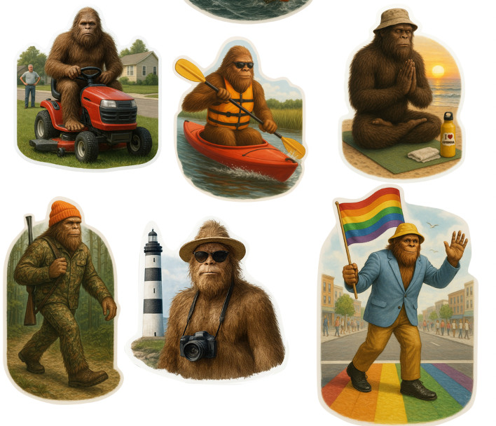 20 Sasquatch / Bigfoot "in his natural environment" funny stickers waterproof