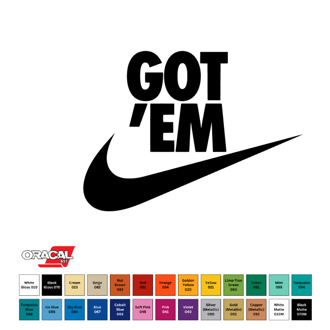 Nike Swoosh Logo Got 'Em Die-Cut Permanent Vinyl Sticker Decal 3" CHOOSE COLOR