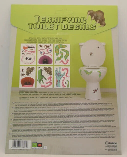 Halloween Prank Peelable TERRIFYING TOILET DECALS 31 Stickers in Package SEALED