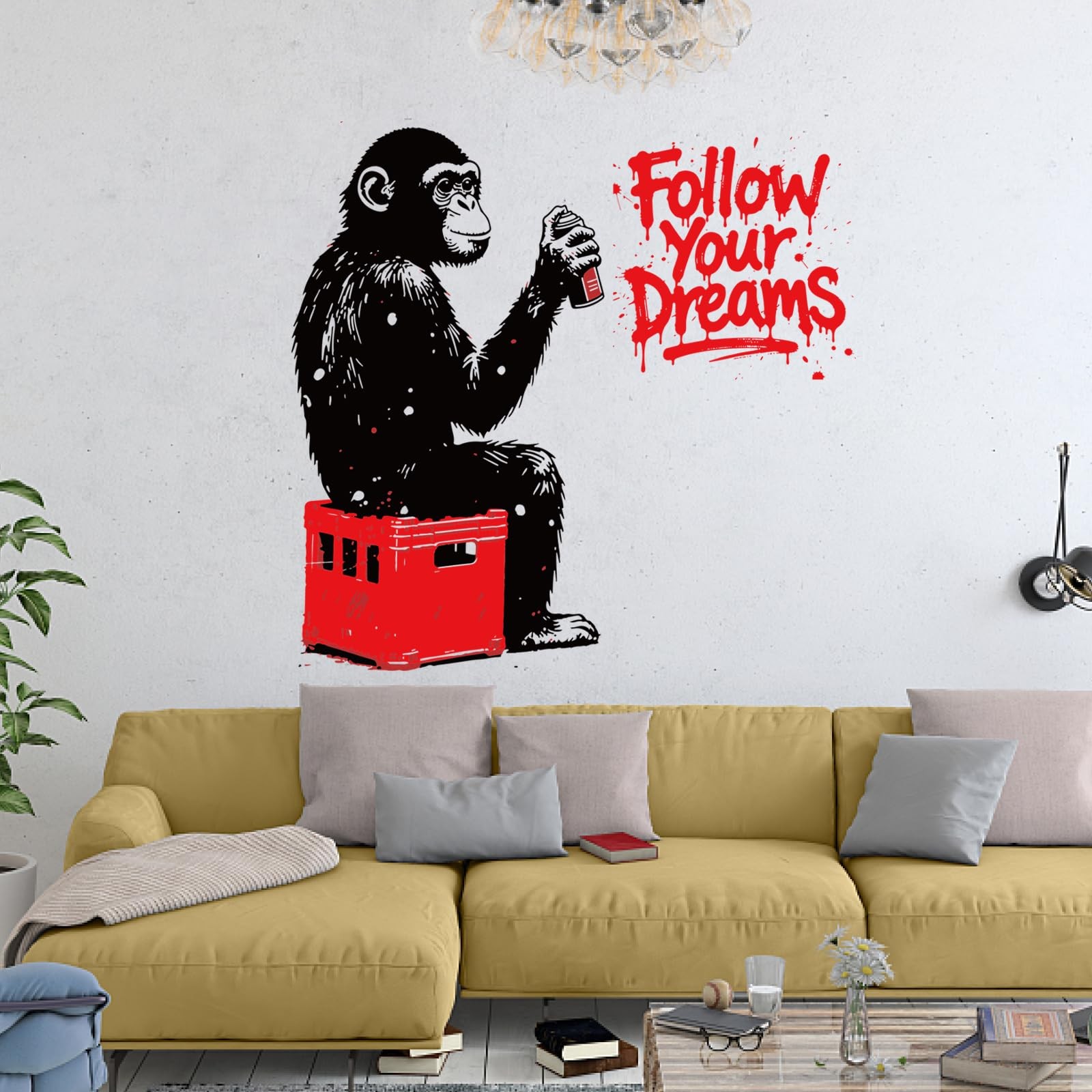Banksy Gorilla Wall Stickers Removable Vinyl Wall Decals Inspirational Banksy…