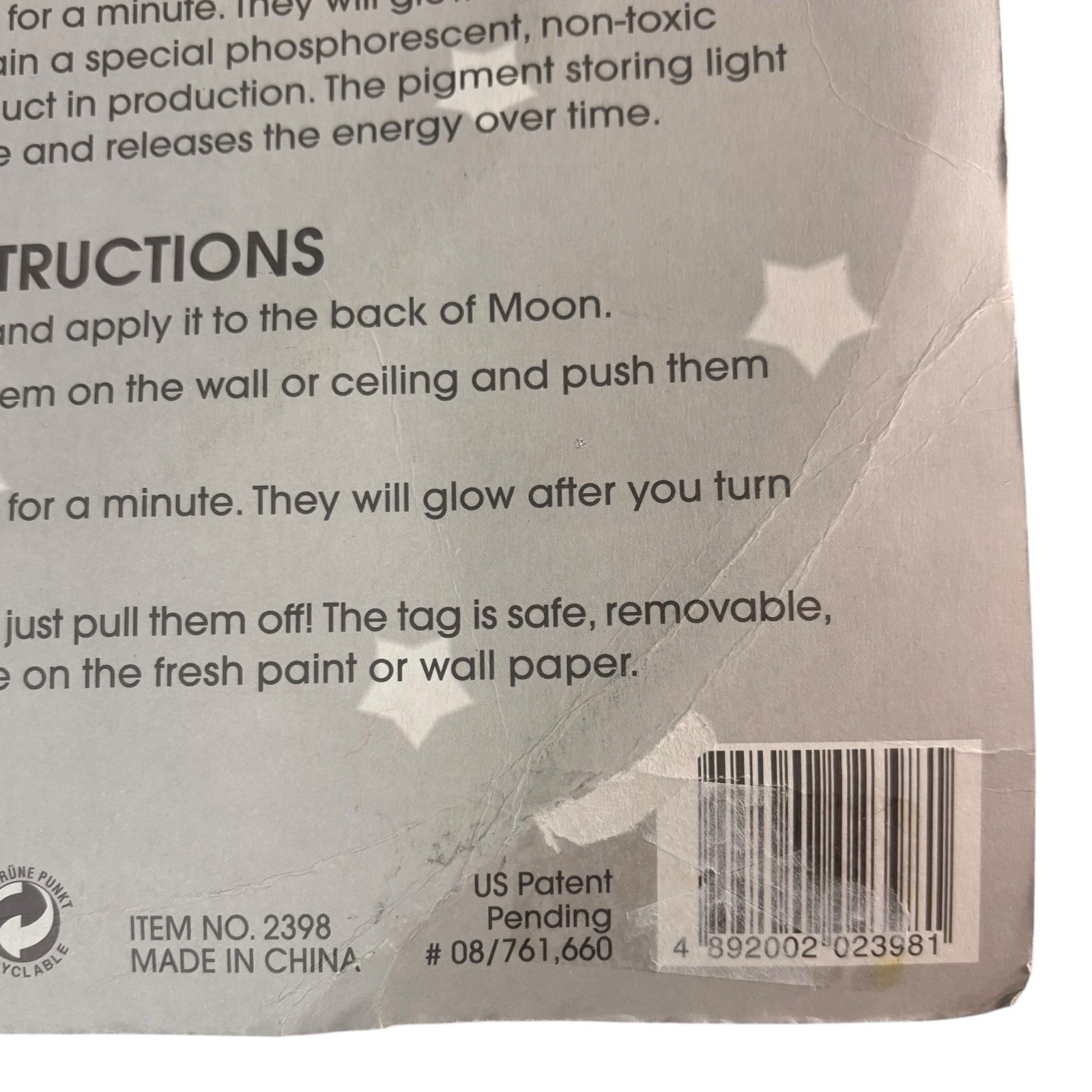 SEALED Vintage "Moon Glow in the Dark" Space Star Bedroom Large Size Y2K 90s NOS