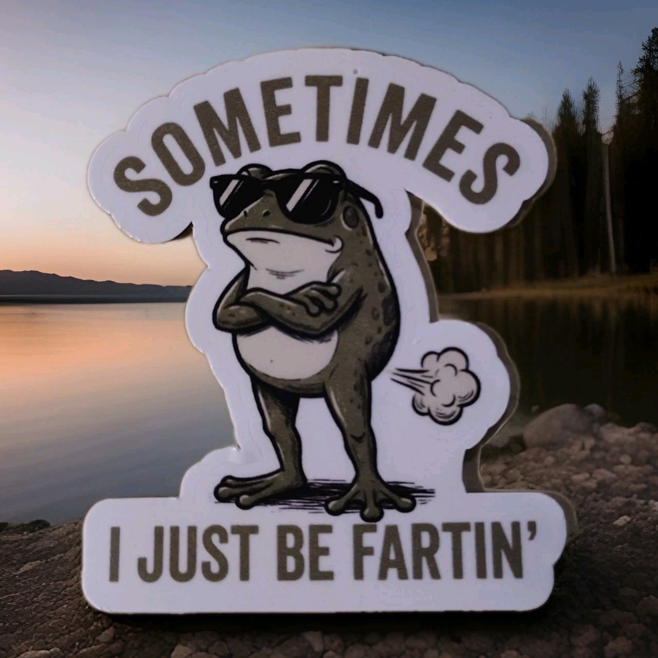 🐸 Funny Frog with Sunglasses " Sometimes I Just Be Fartin'" 4" Sticker Decal💨