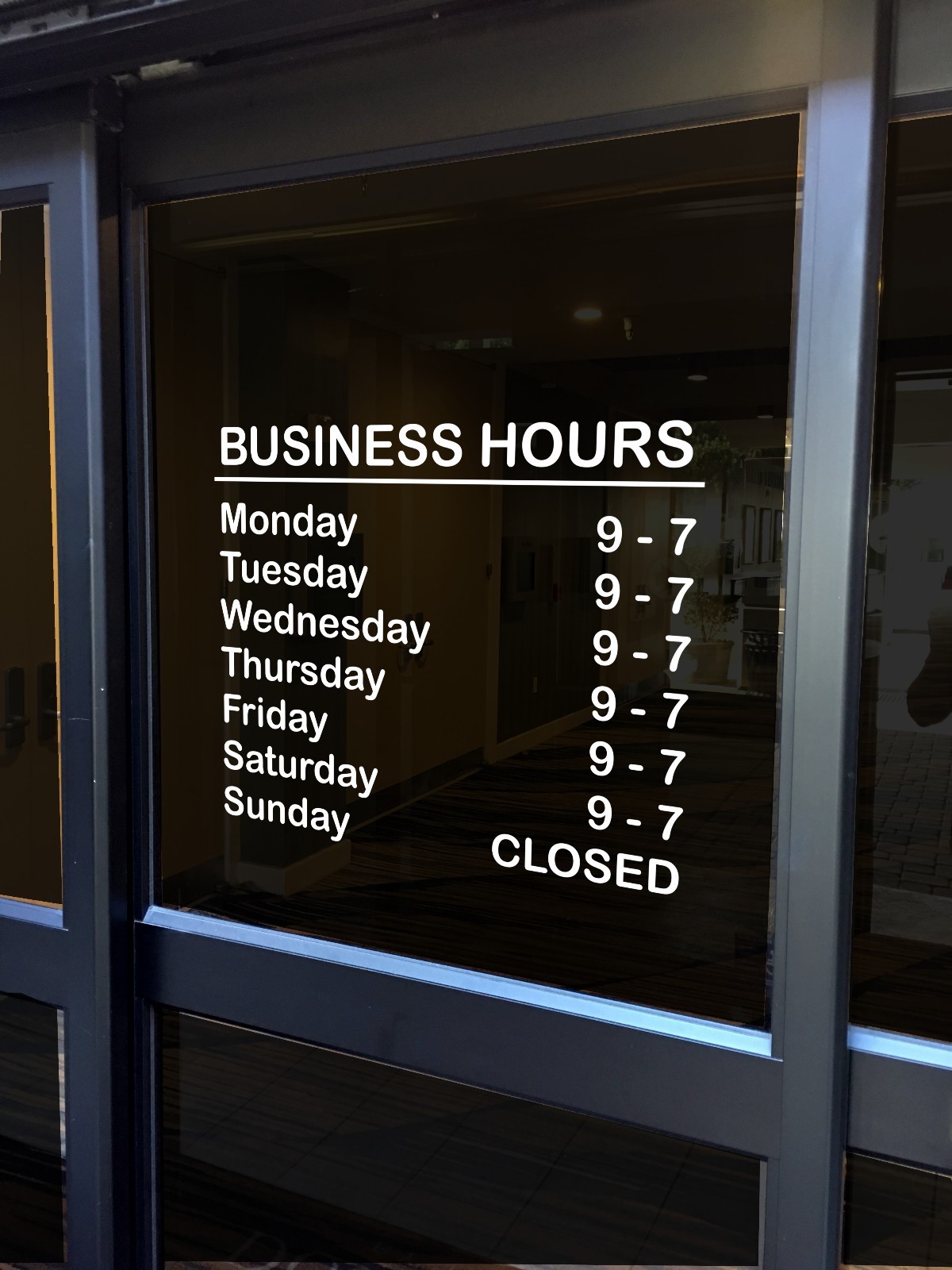 Custom Made Store Business Hours Vinyl Window Decal Sticker Sign Glass Door