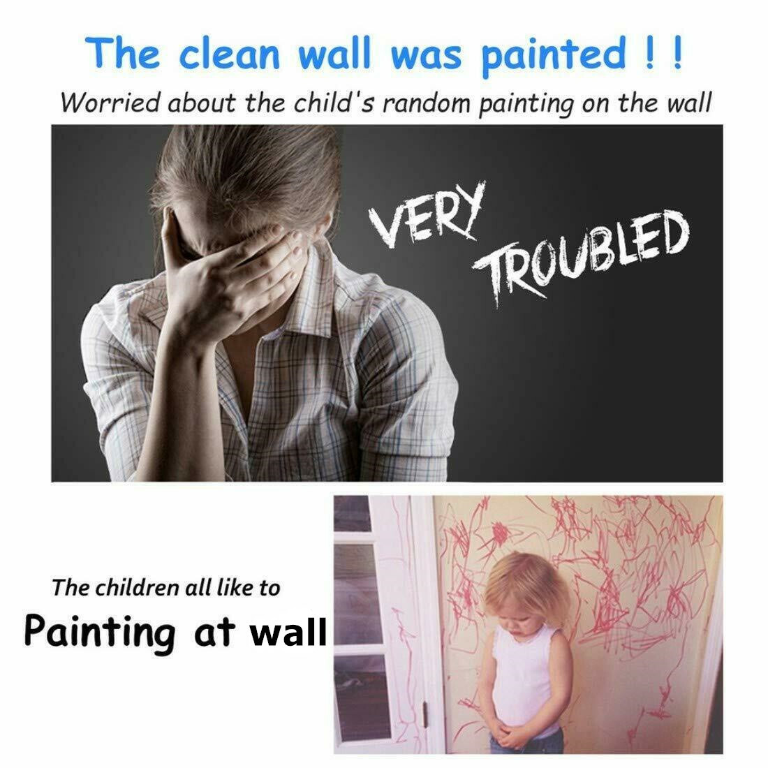 6.6FT Chalkboard Wall Sticker Decal Board Big Writing White and Black Dry Erase