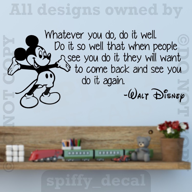 Disney Mickey Whatever You Do It Well Wall Quote Vinyl Wall Decal Sticker