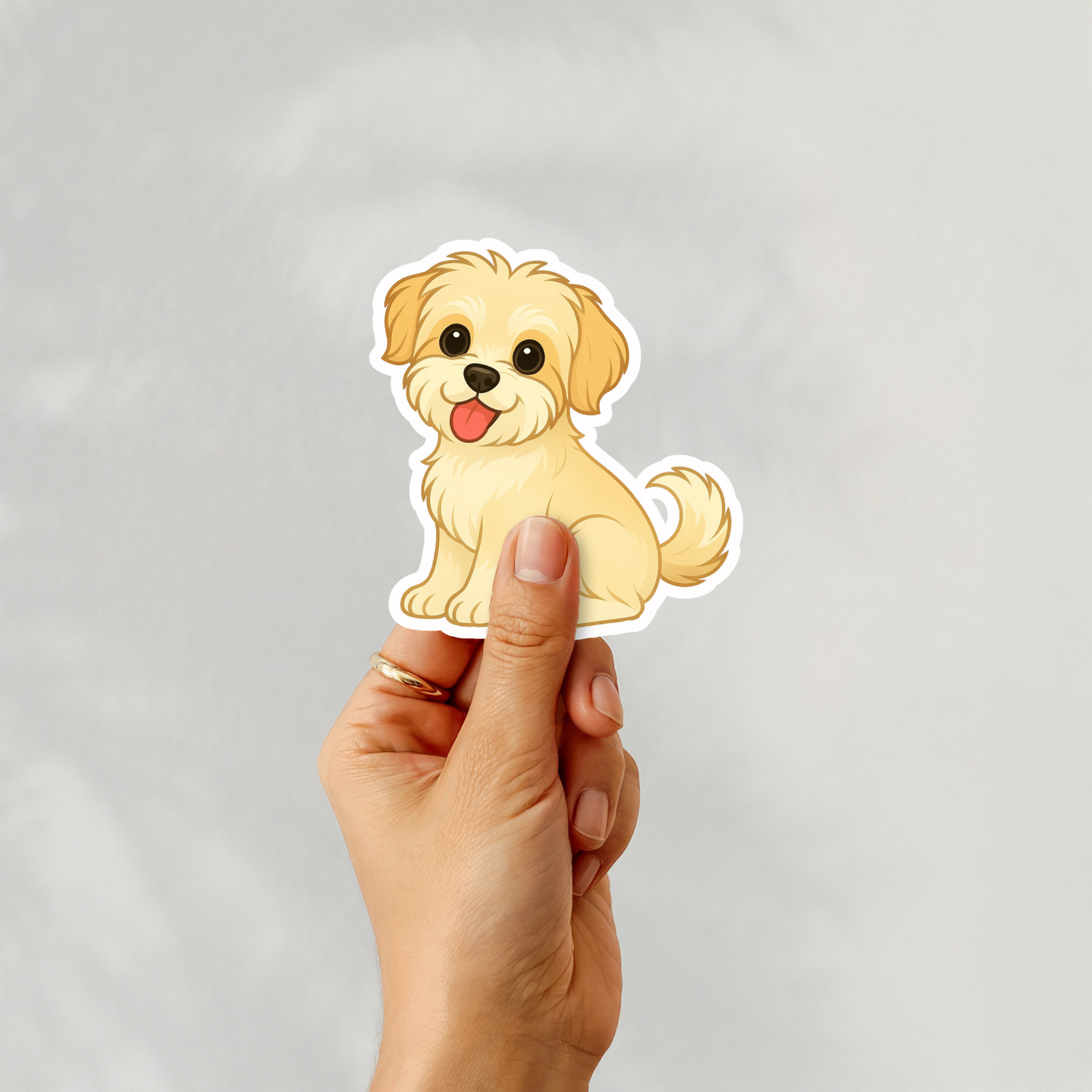 Personalized Shorkie Dog Sticker Magnet Bookmark – Gold and White