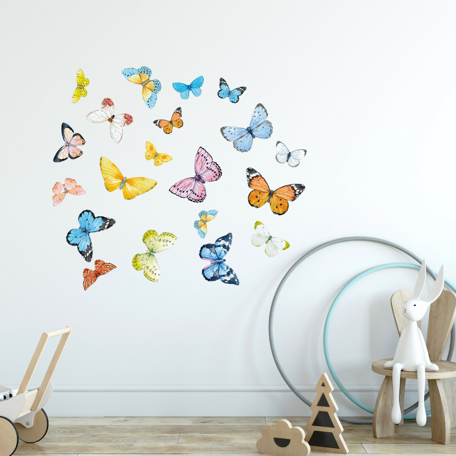 Watercolor Butterflies Wall Fabric Decal Set Sticker Baby Room Decor