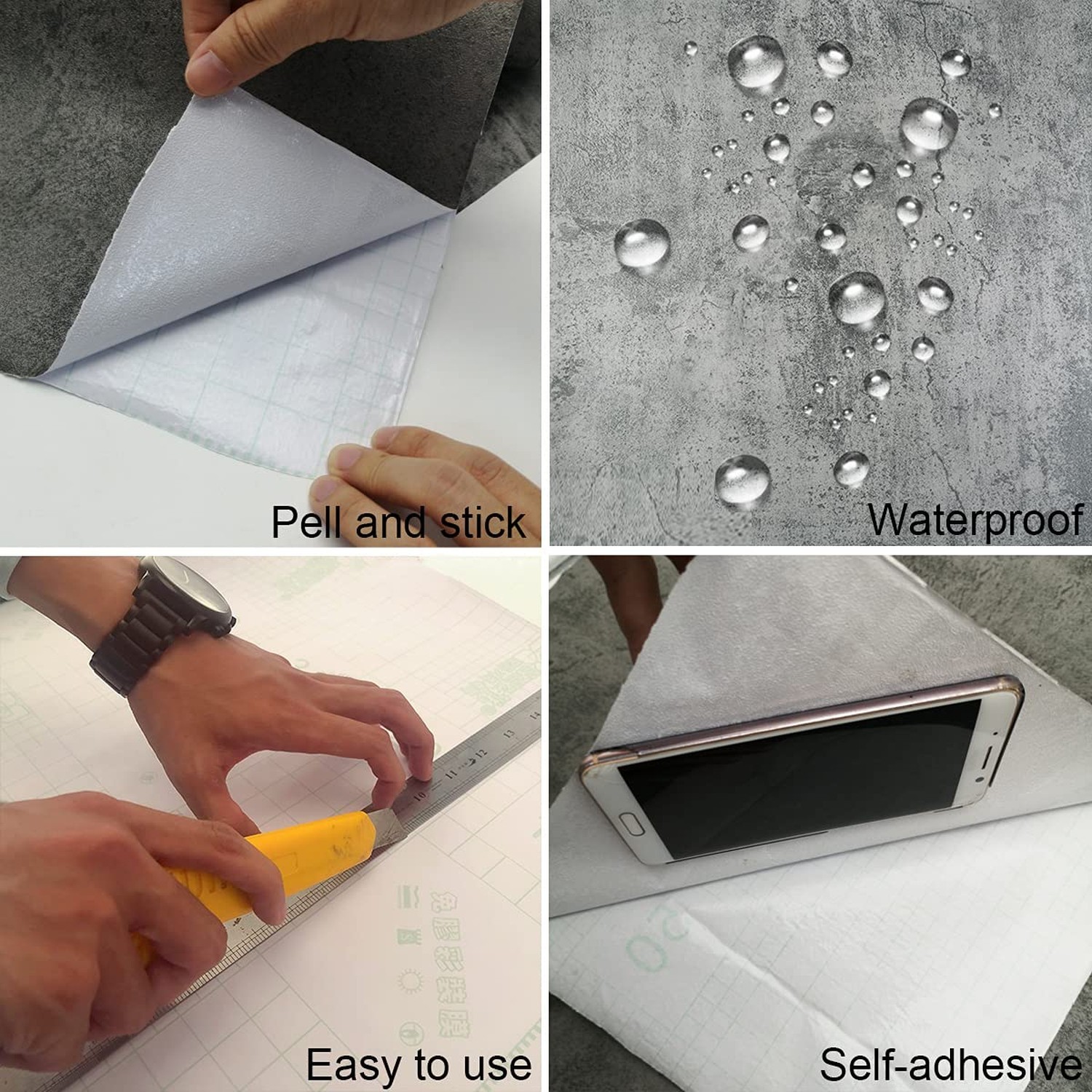 Gray Concrete Contact Paper Matte Thick Textured Grey Cement Wallpaper Peel S…